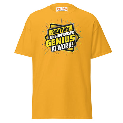 Caution Unsupervised Genius T-Shirt - Gold - T-Shirts Online