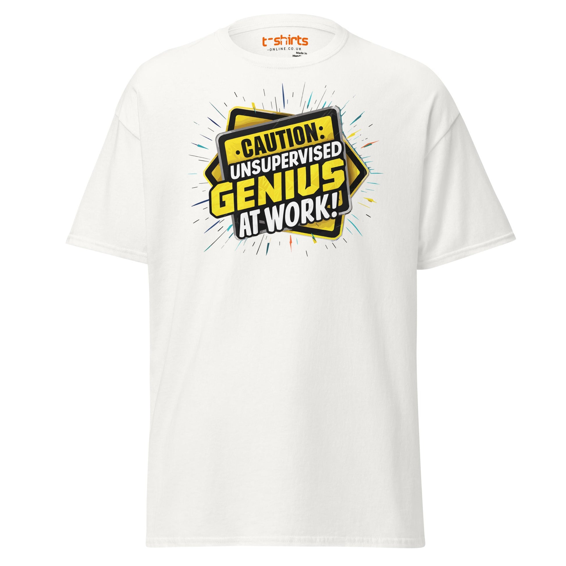 Caution Unsupervised Genius T-Shirt - White - T-Shirts Online