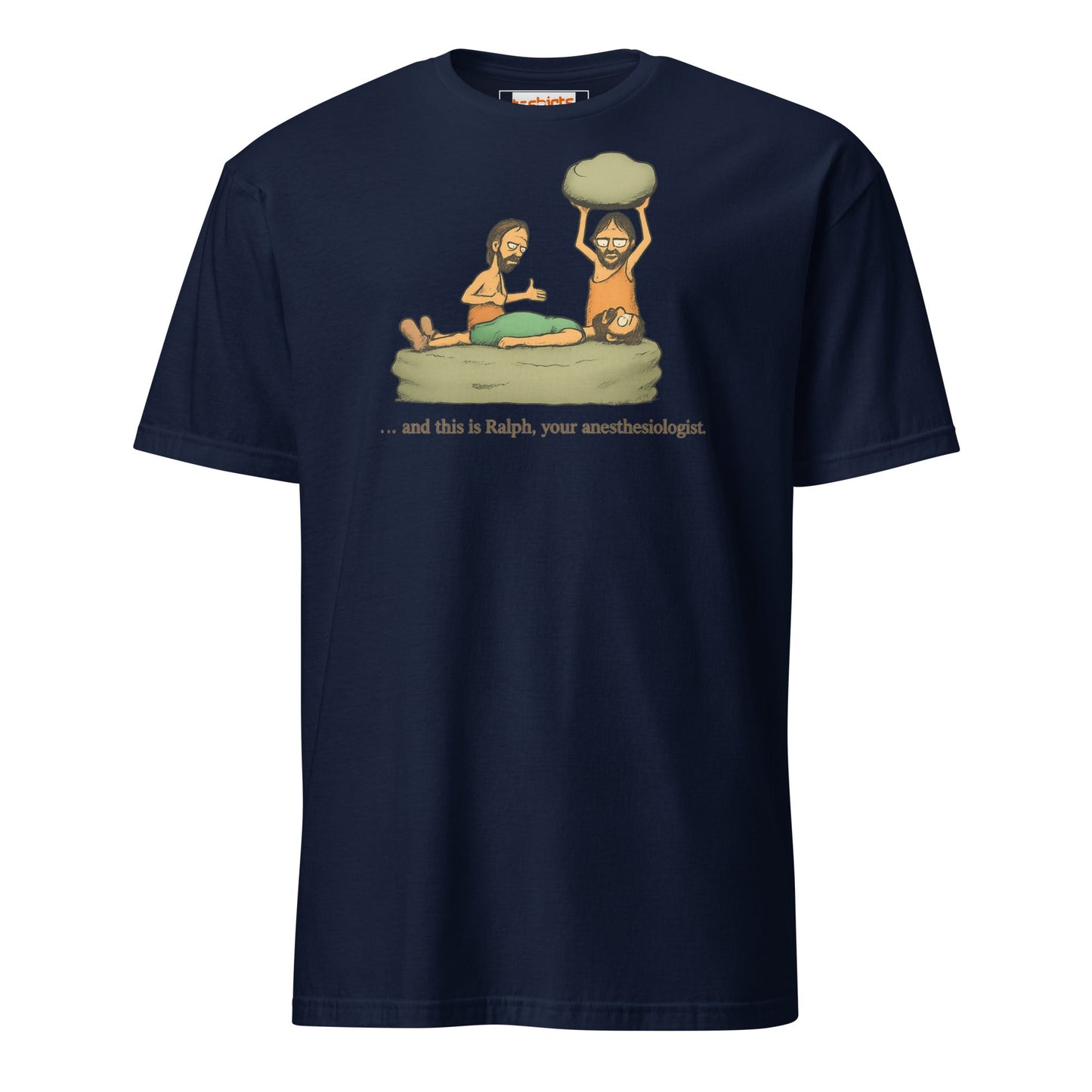 Caveman Comedy T-Shirt | Prehistoric Anesthesiologist Tee - Navy - T-Shirts Online