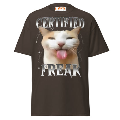 Certified Freak Cat T-Shirt | Funny Meme Tee - Dark Chocolate - T-Shirts Online