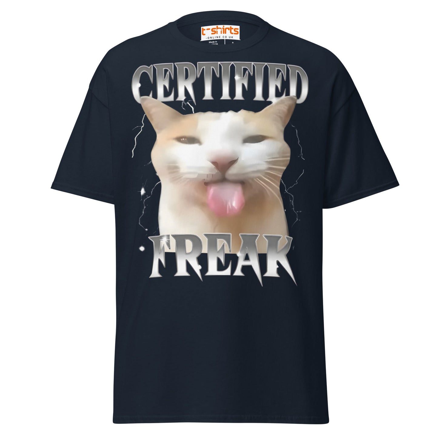 Certified Freak Cat T-Shirt | Funny Meme Tee - Navy - T-Shirts Online
