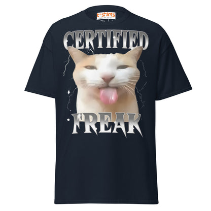 Certified Freak Cat T-Shirt | Funny Meme Tee - Navy - T-Shirts Online