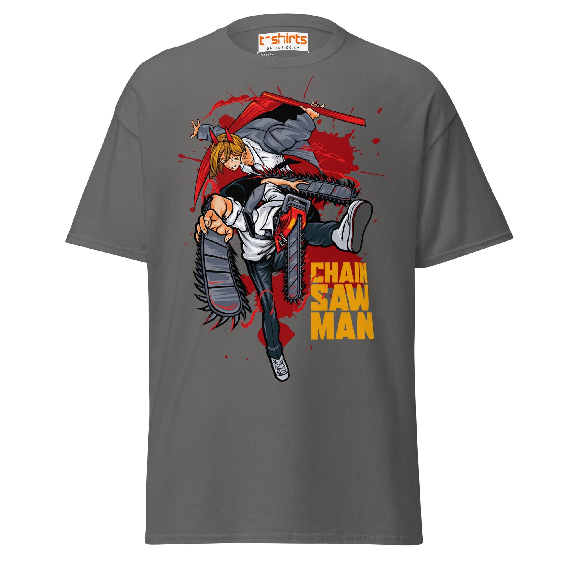 Chainsaw Man T-Shirt – Anime Action Streetwear Tee - Charcoal - T-Shirts Online