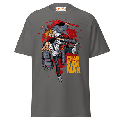 Chainsaw Man T-Shirt – Anime Action Streetwear Tee - Charcoal - T-Shirts Online