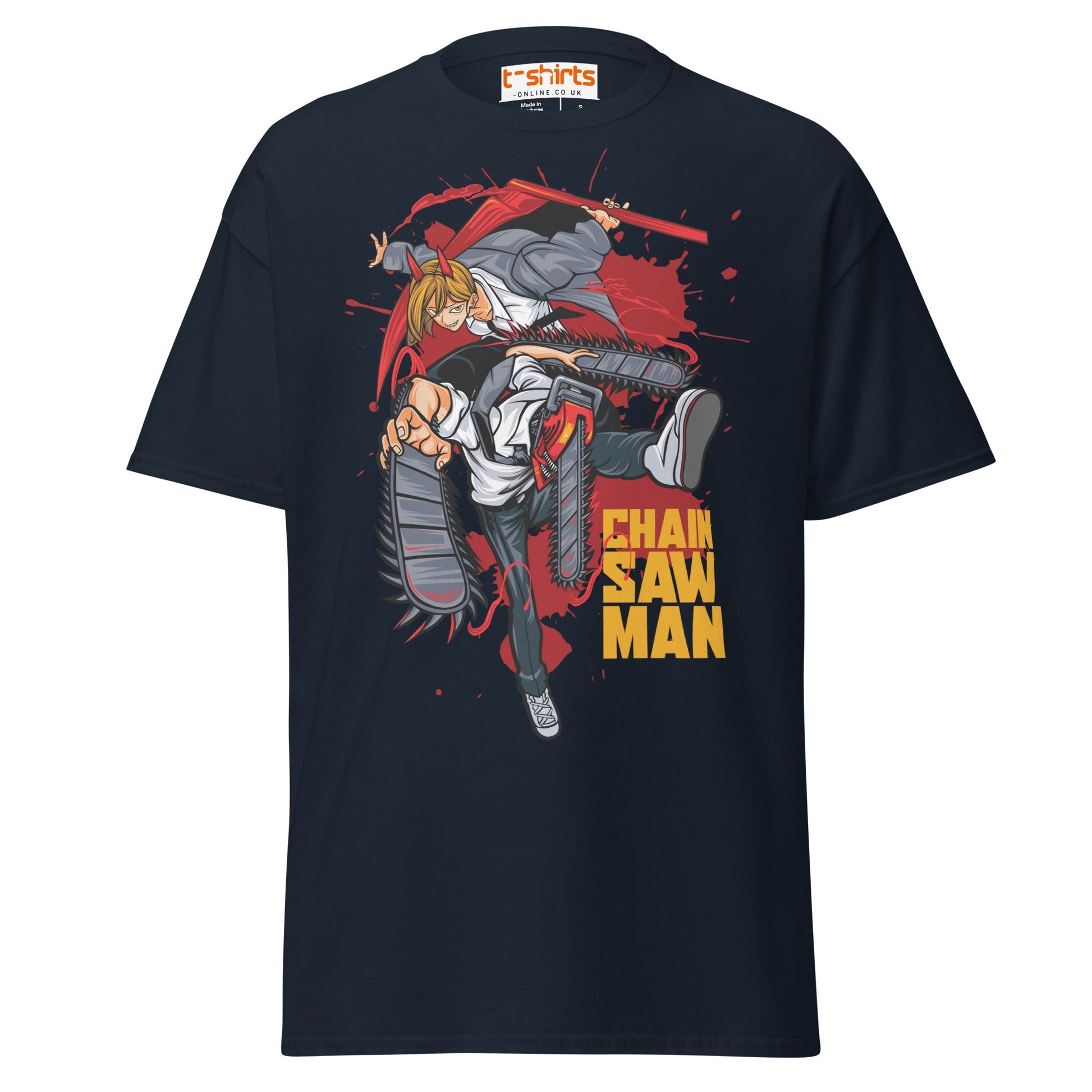 Chainsaw Man T-Shirt – Anime Action Streetwear Tee - Navy - T-Shirts Online