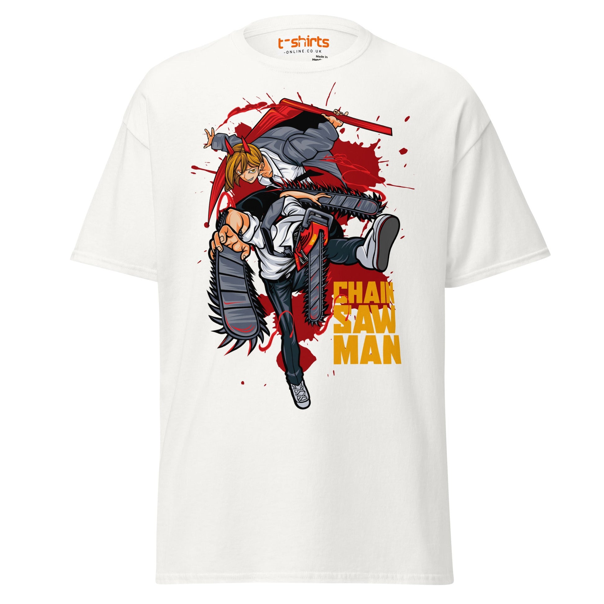 Chainsaw Man T-Shirt – Anime Action Streetwear Tee - White - T-Shirts Online