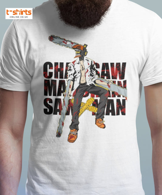 Chainsaw Man T-Shirt | Anime Fan Art Graphic Tee - Maroon - T-Shirts Online