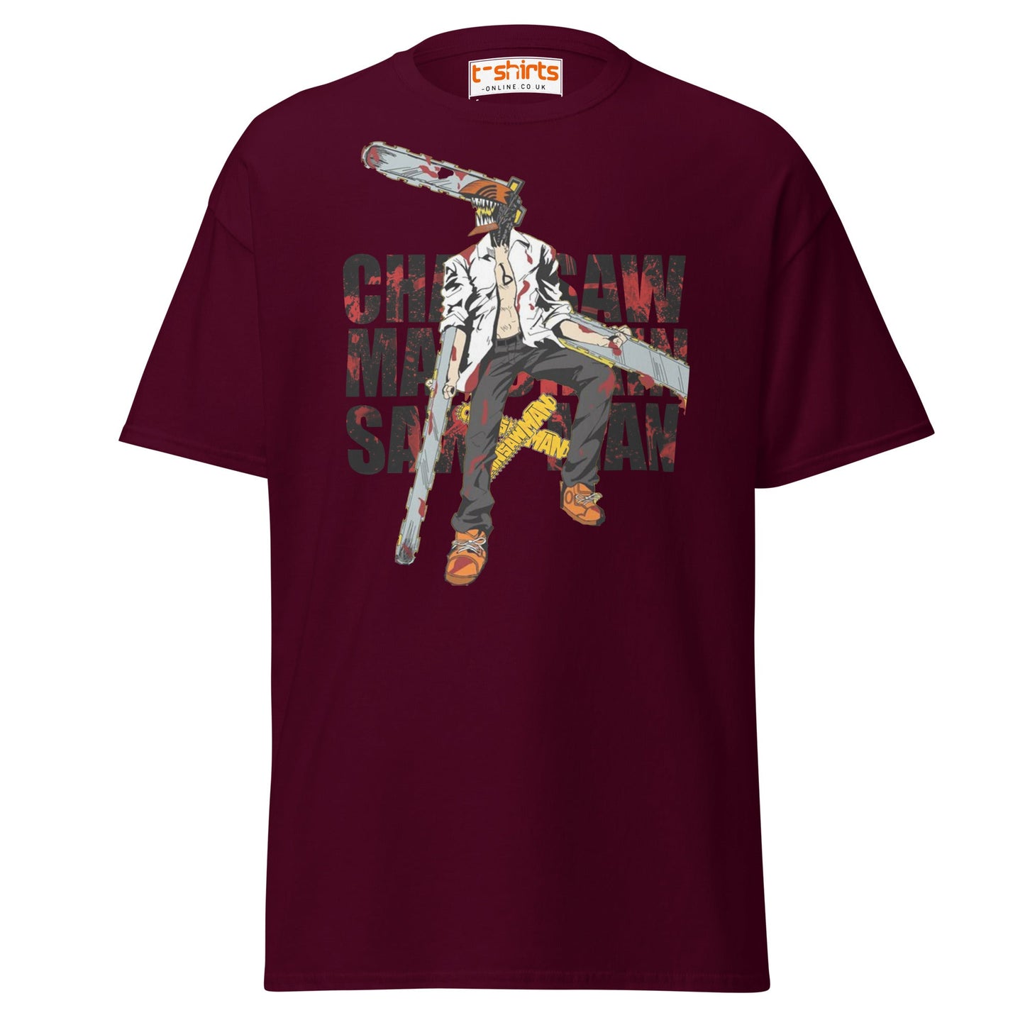 Chainsaw Man T-Shirt | Anime Fan Art Graphic Tee - Maroon - T-Shirts Online