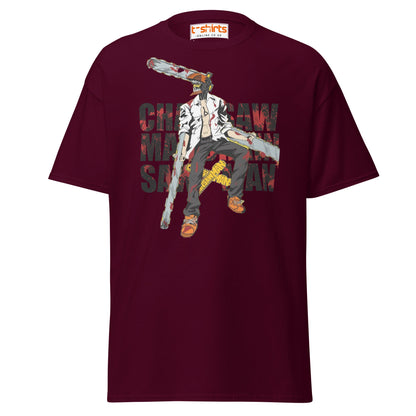 Chainsaw Man T-Shirt | Anime Fan Art Graphic Tee - Maroon - T-Shirts Online