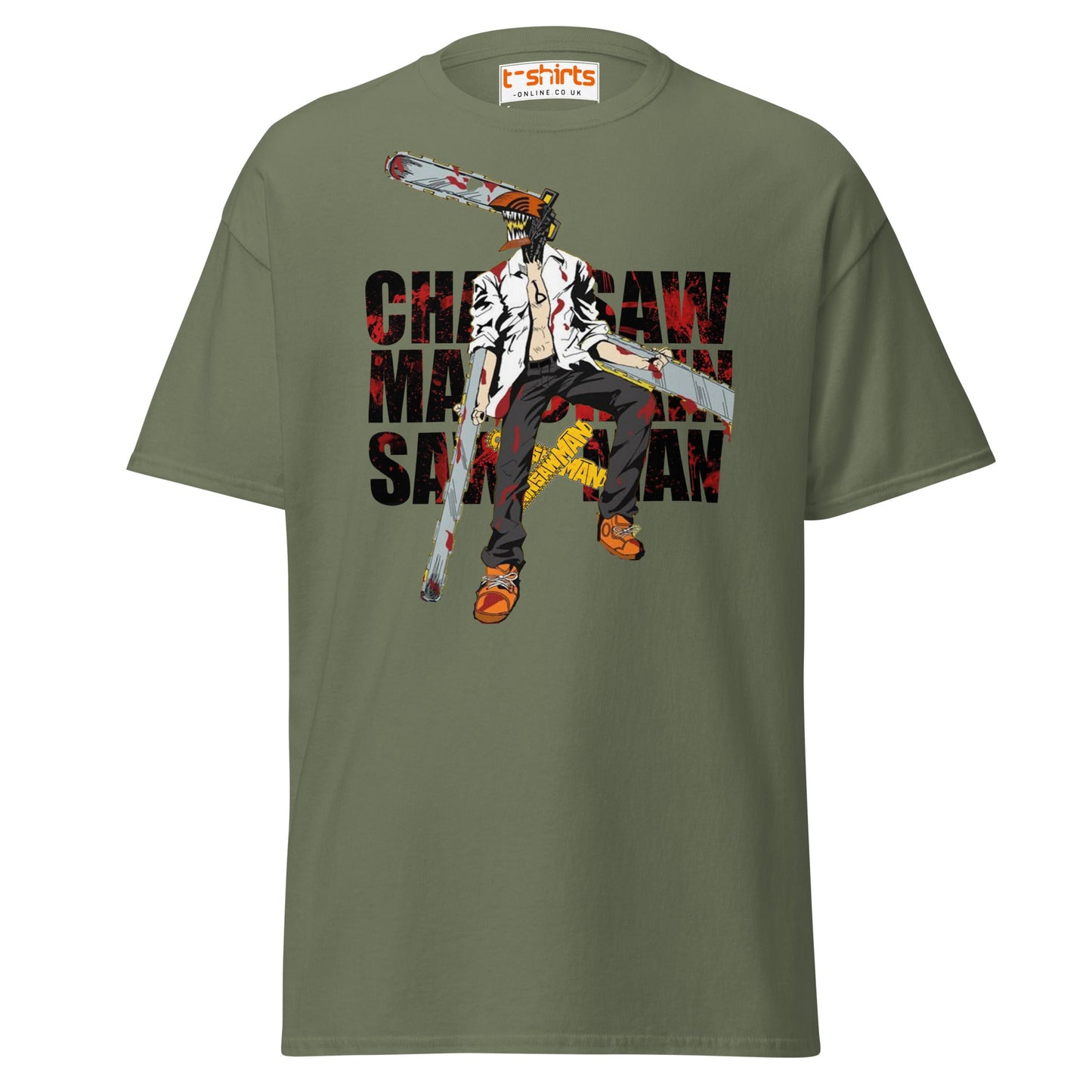 Chainsaw Man T-Shirt | Anime Fan Art Graphic Tee - Military Green - T-Shirts Online