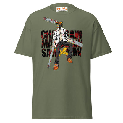 Chainsaw Man T-Shirt | Anime Fan Art Graphic Tee - Military Green - T-Shirts Online