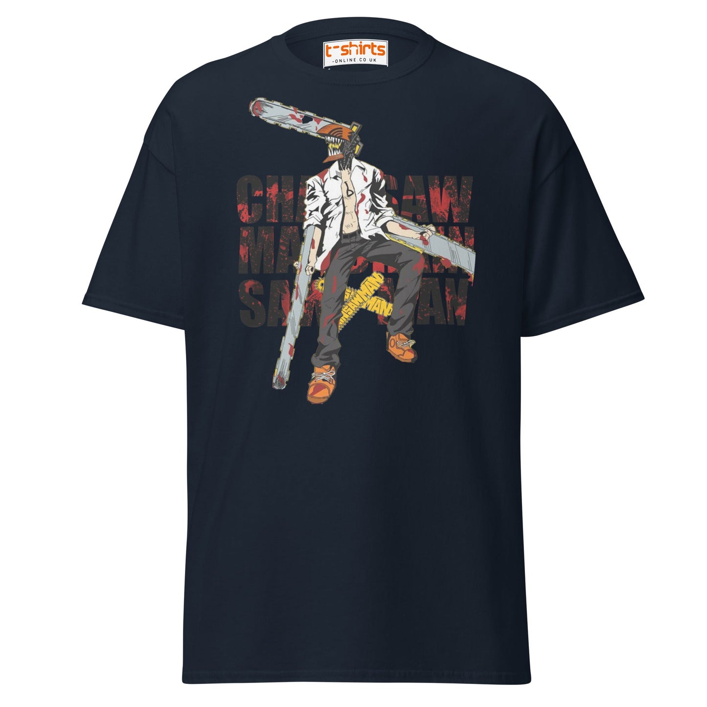 Chainsaw Man T-Shirt | Anime Fan Art Graphic Tee - Navy - T-Shirts Online