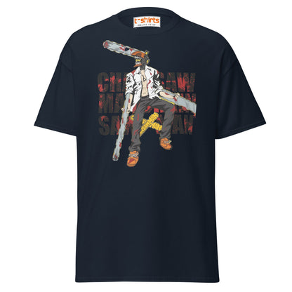 Chainsaw Man T-Shirt | Anime Fan Art Graphic Tee - Navy - T-Shirts Online