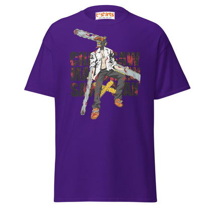 Chainsaw Man T-Shirt | Anime Fan Art Graphic Tee - Purple - T-Shirts Online