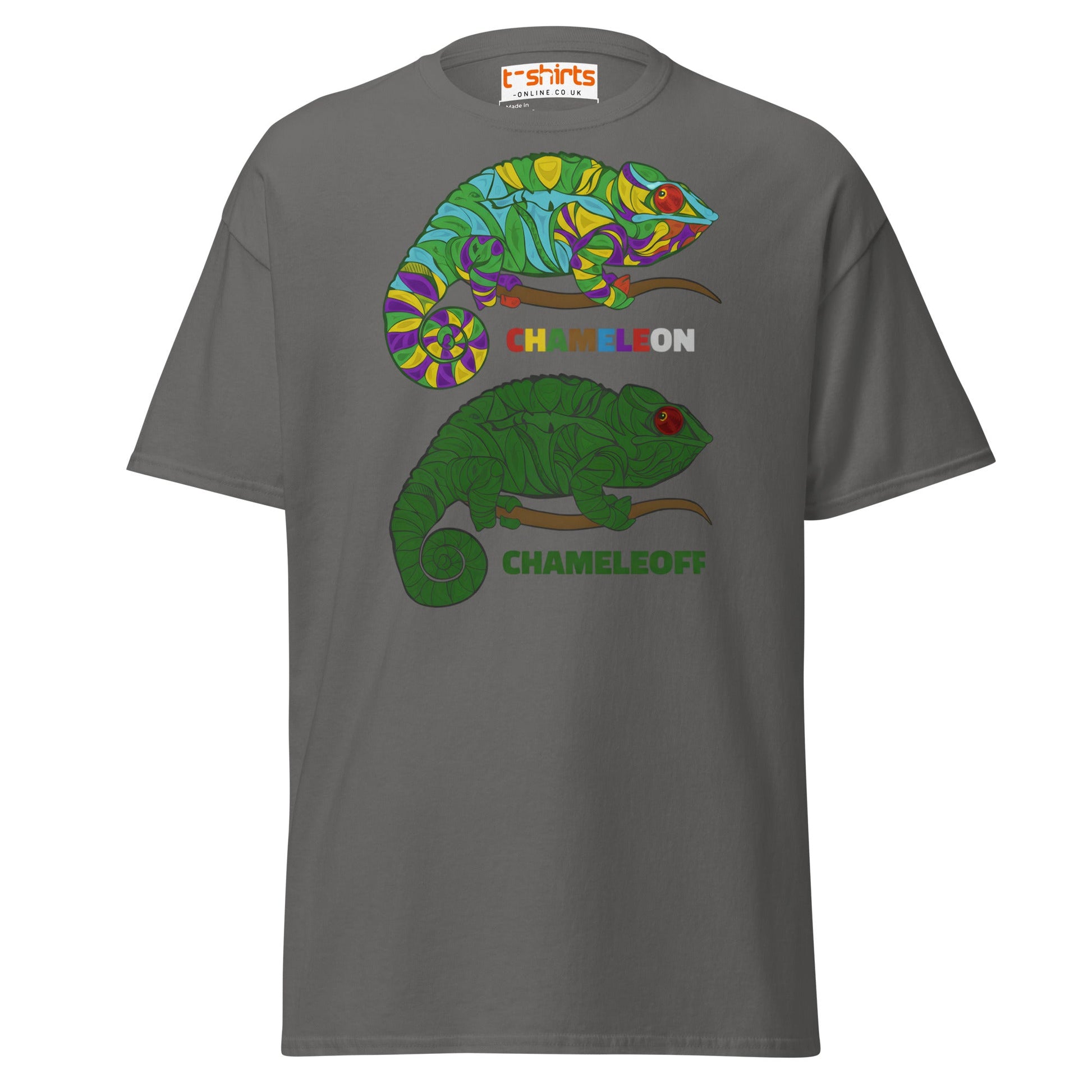 Chameleon On Off T-Shirt – Funny Color Change Tee - Charcoal - T-Shirts Online