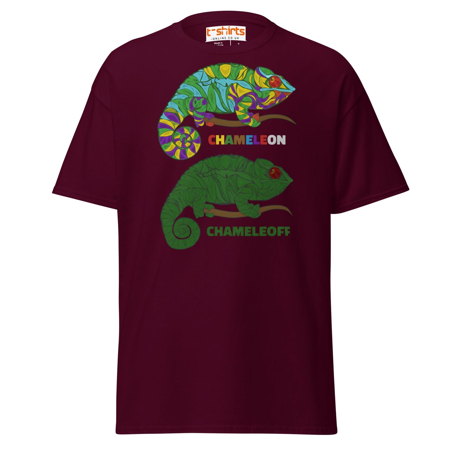 Chameleon On Off T-Shirt – Funny Color Change Tee - Maroon - T-Shirts Online