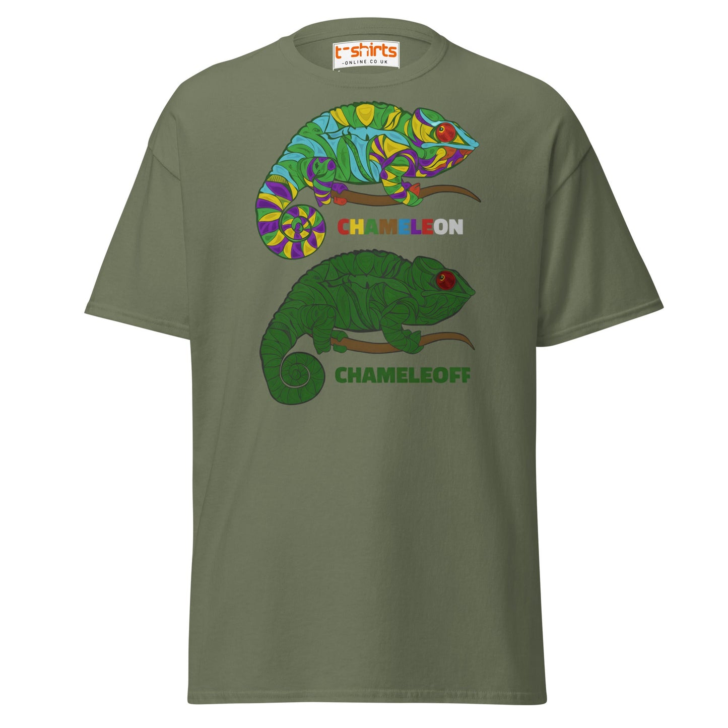 Chameleon On Off T-Shirt – Funny Color Change Tee - Military Green - T-Shirts Online