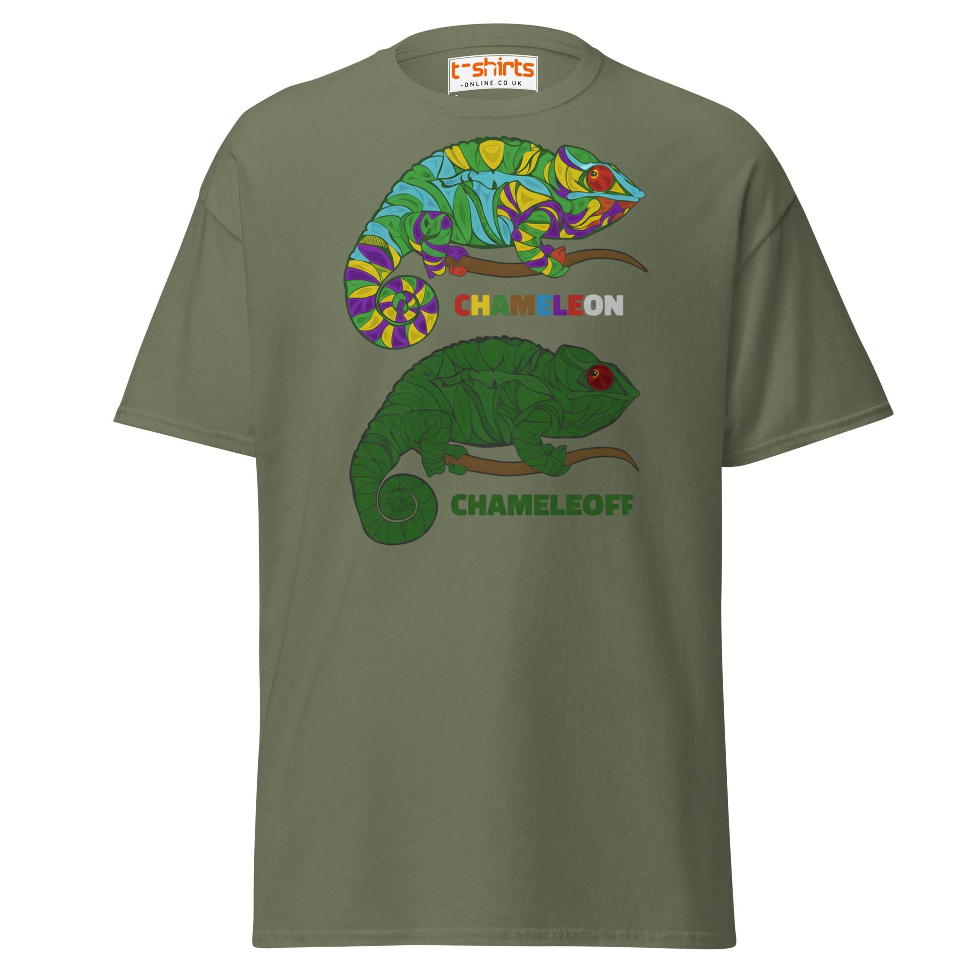 Chameleon On Off T-Shirt – Funny Color Change Tee - Military Green - T-Shirts Online