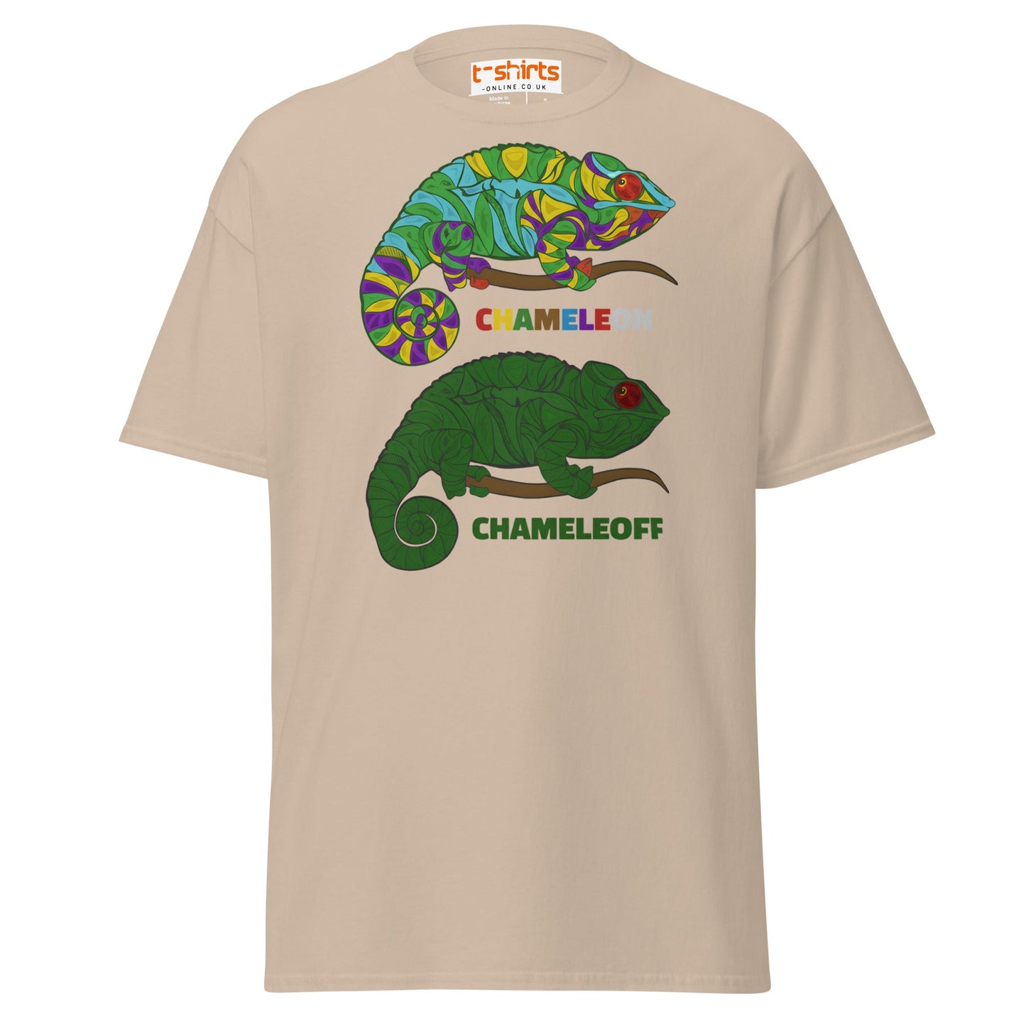 Chameleon On Off T-Shirt – Funny Color Change Tee - Sand - T-Shirts Online