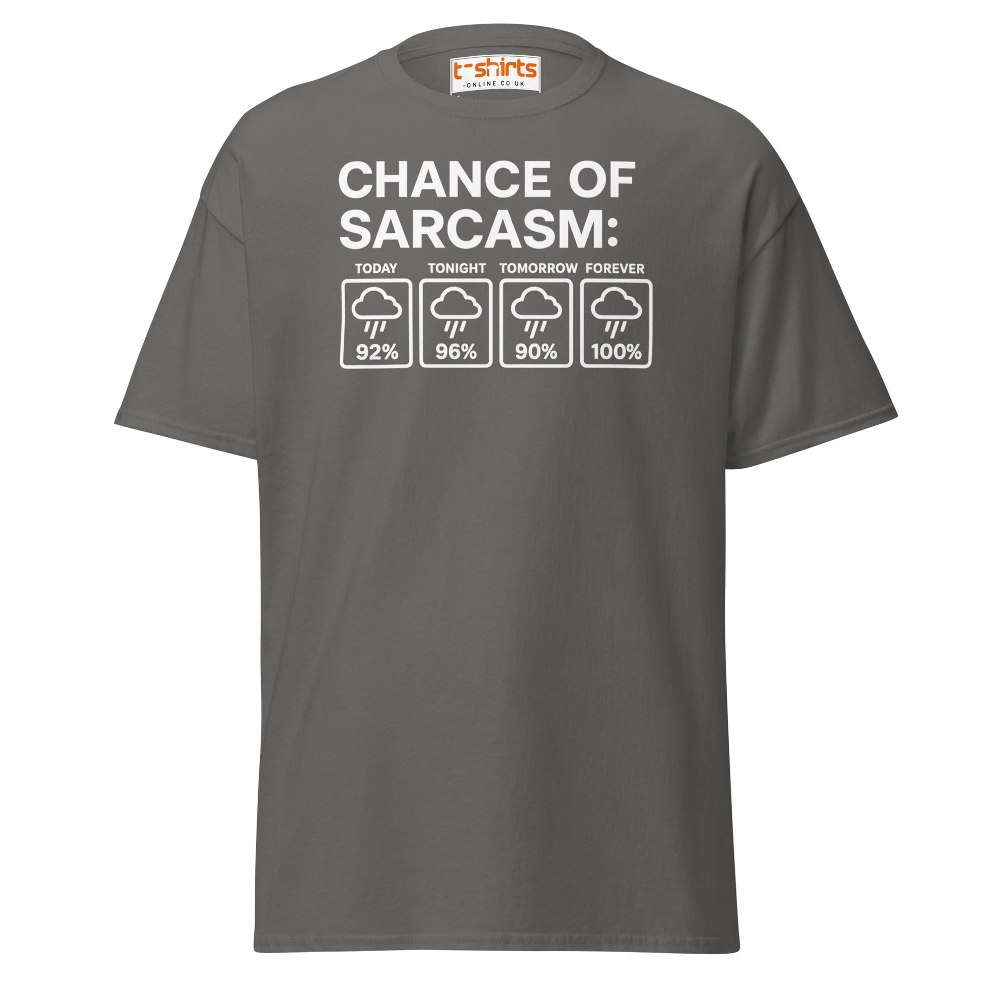 Chance of Sarcasm T-Shirt – Funny Weather Graphic - Charcoal - T-Shirts Online