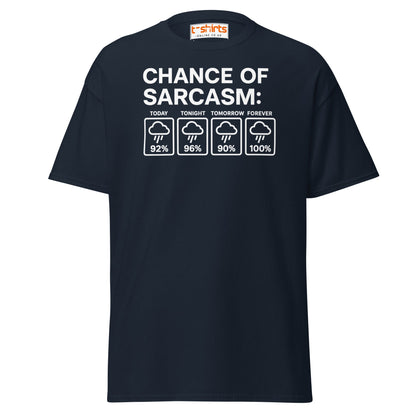 Chance of Sarcasm T-Shirt – Funny Weather Graphic - Navy - T-Shirts Online