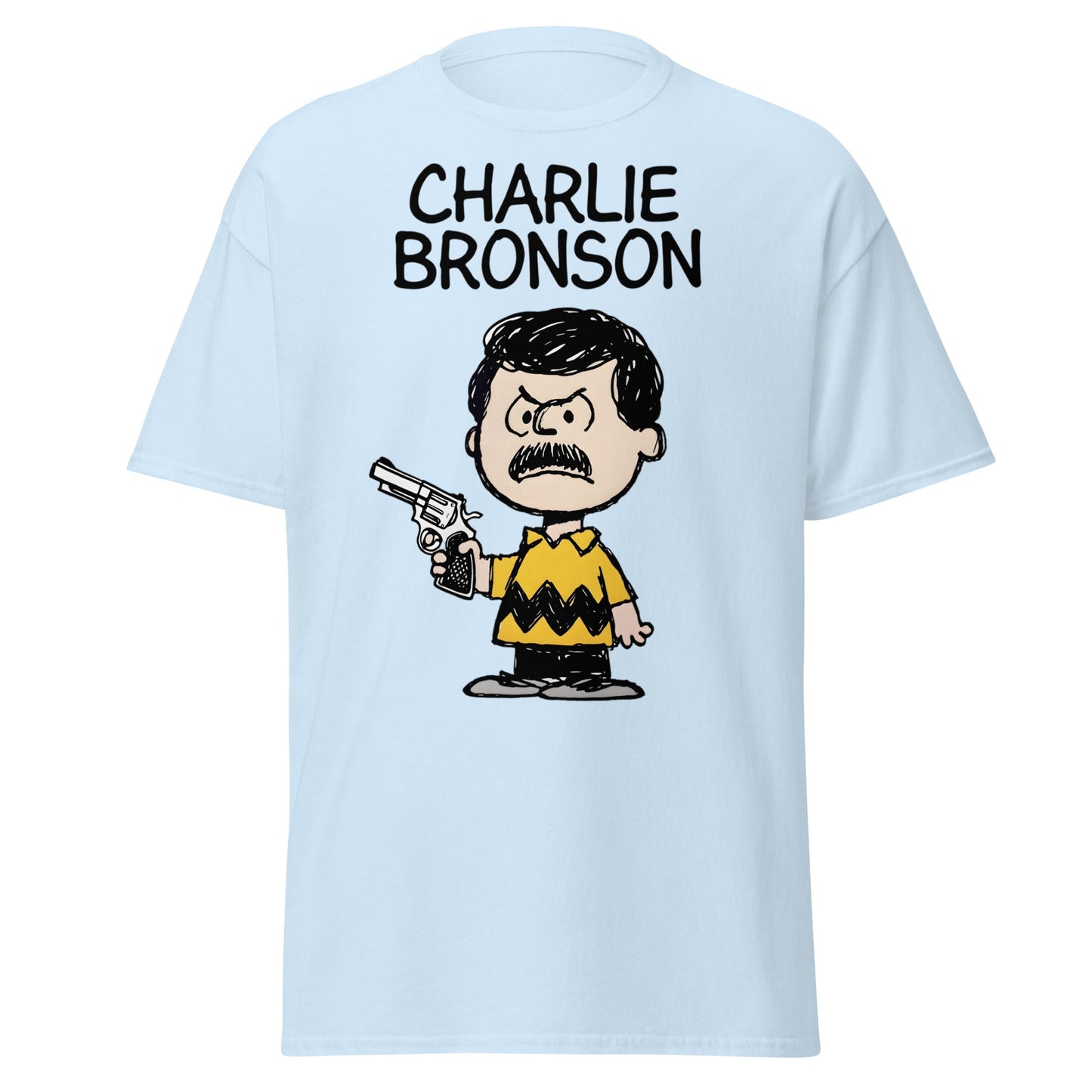 Charlie Bronson T-Shirt | Funny Action Movie Mashup Tee - Light Blue - T-Shirts Online