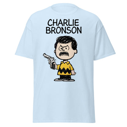 Charlie Bronson T-Shirt | Funny Action Movie Mashup Tee - Light Blue - T-Shirts Online