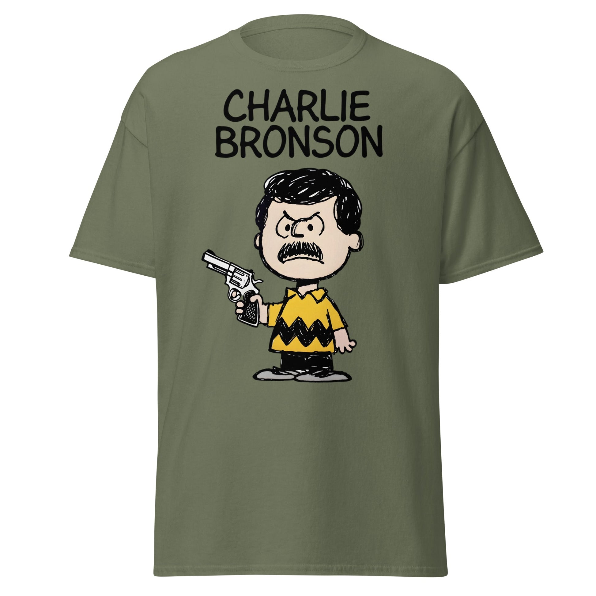 Charlie Bronson T-Shirt | Funny Action Movie Mashup Tee - Military Green - T-Shirts Online