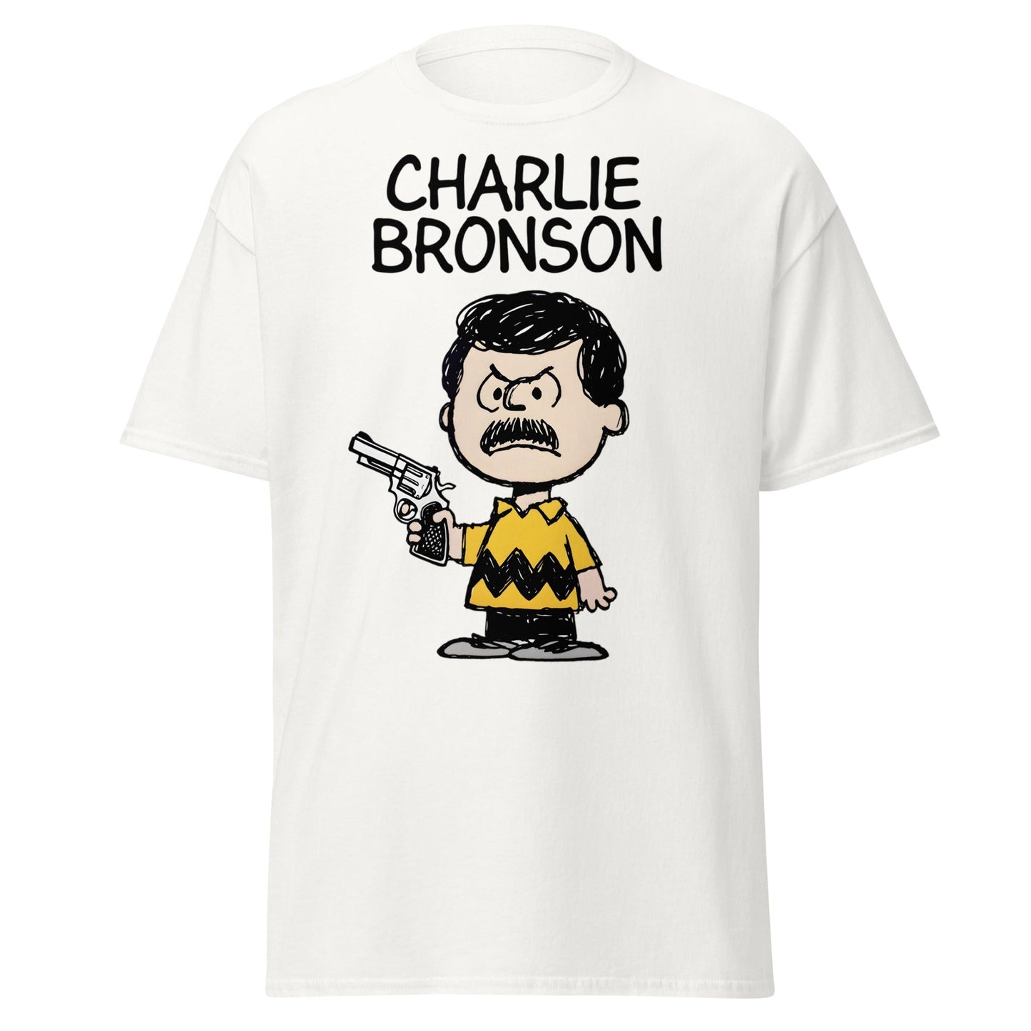 Charlie Bronson T-Shirt | Funny Action Movie Mashup Tee - White - T-Shirts Online