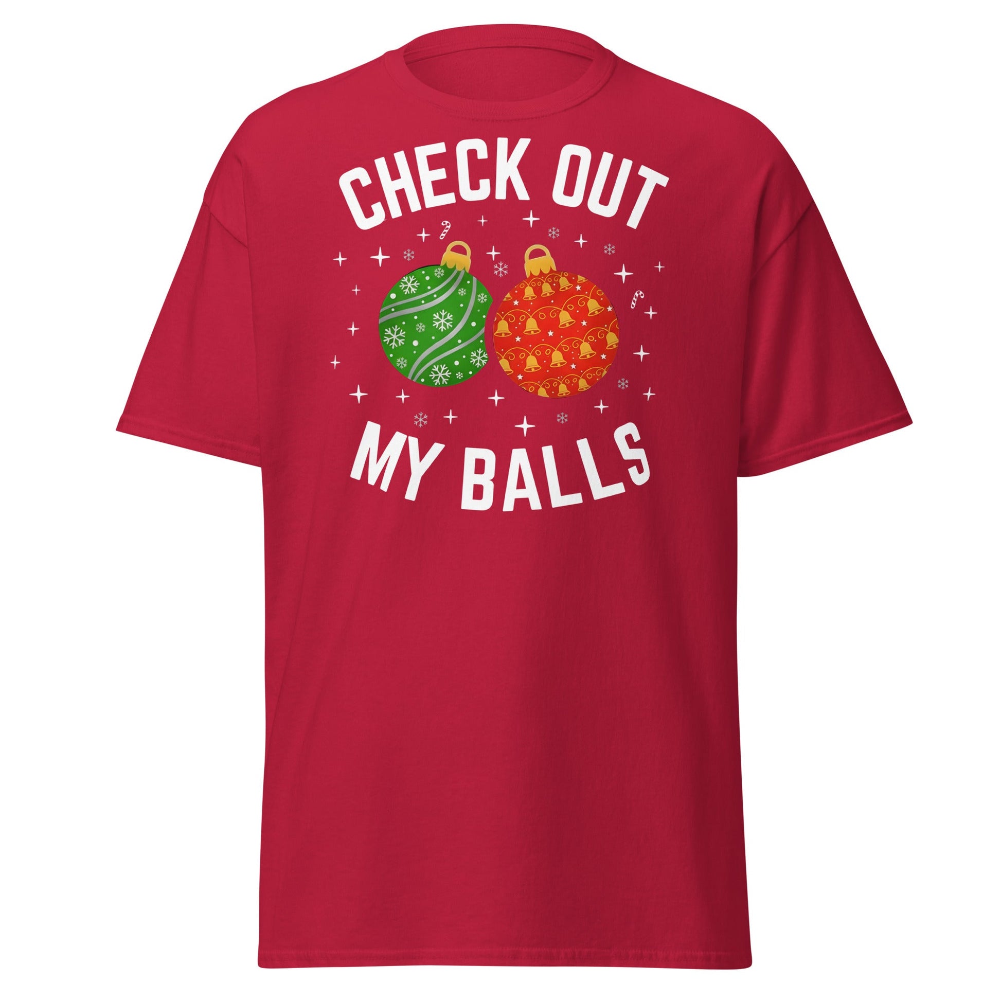 Check Out My Balls Christmas T-Shirt – Funny Holiday Tee - Cardinal - T-Shirts Online
