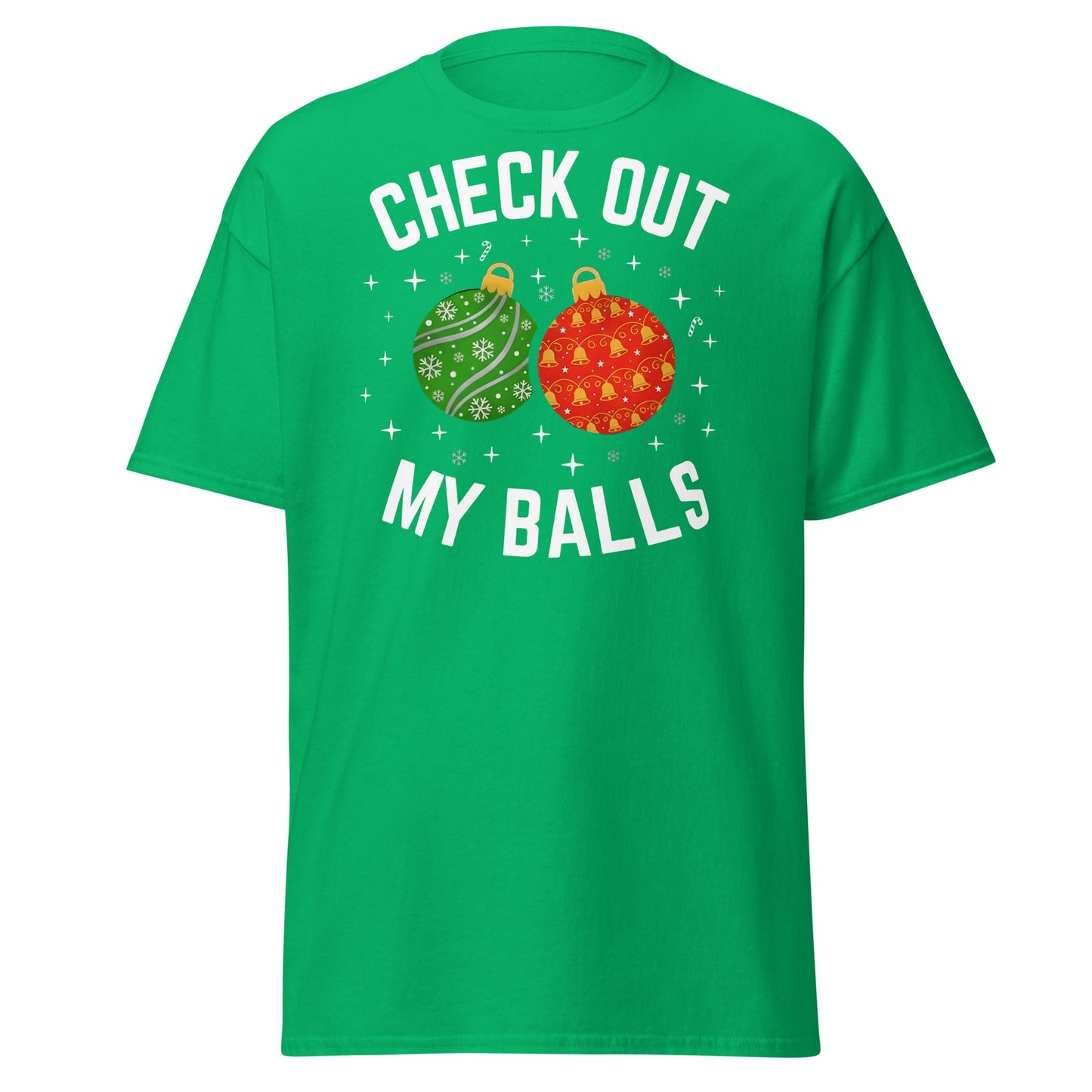 Check Out My Balls Christmas T-Shirt – Funny Holiday Tee - Irish Green - T-Shirts Online