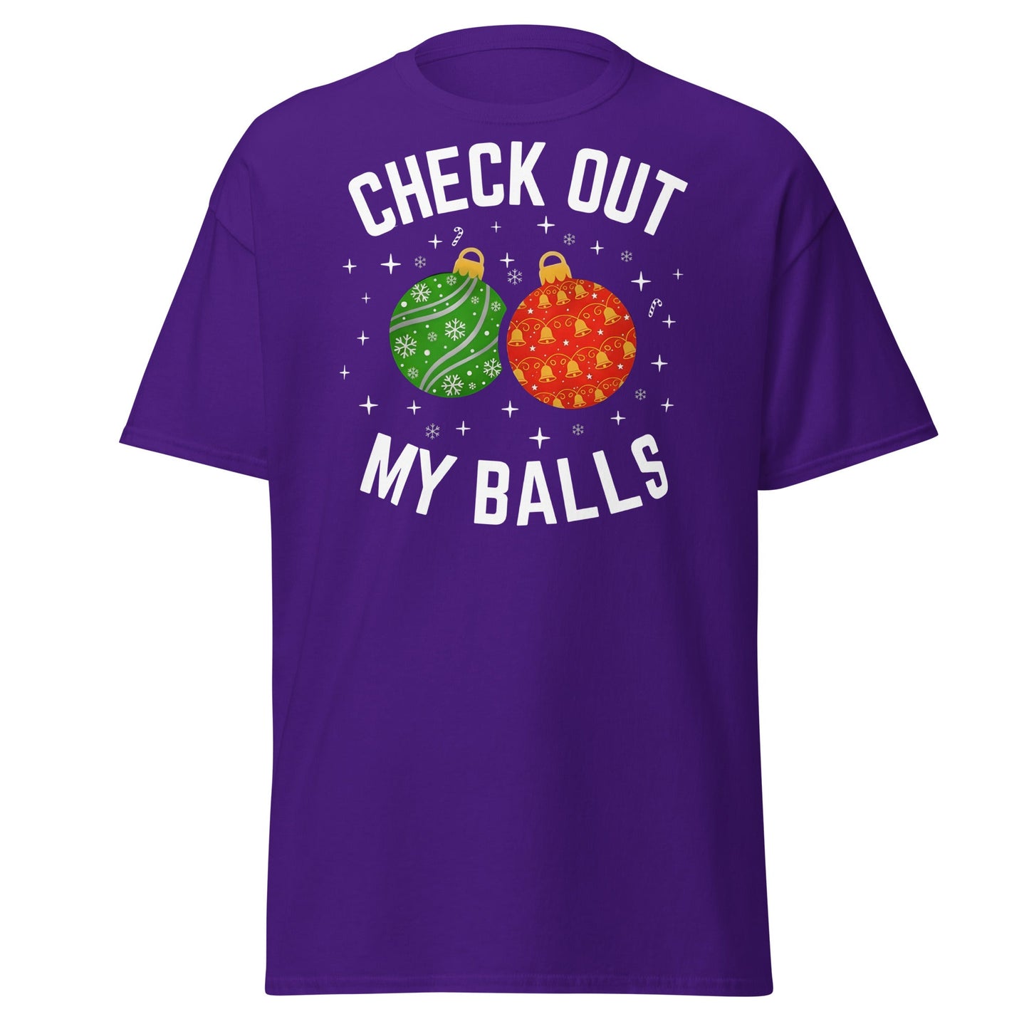 Check Out My Balls Christmas T-Shirt – Funny Holiday Tee - Purple - T-Shirts Online