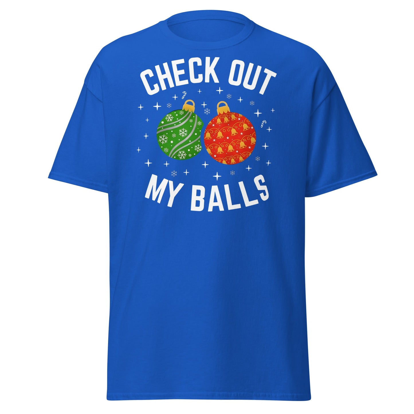 Check Out My Balls Christmas T-Shirt – Funny Holiday Tee - Royal - T-Shirts Online