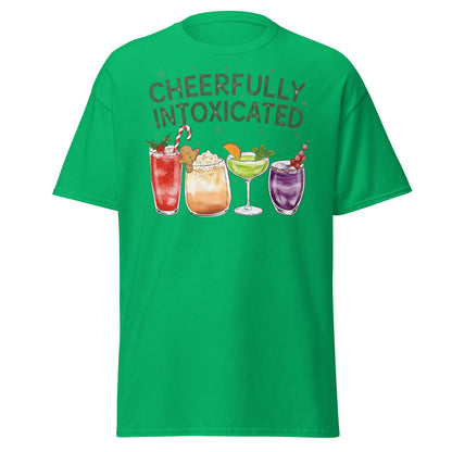 Cheerfully Intoxicated Funny Holiday Cocktail T-Shirt - Irish Green - T-Shirts Online