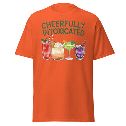 Cheerfully Intoxicated Funny Holiday Cocktail T-Shirt - Orange - T-Shirts Online