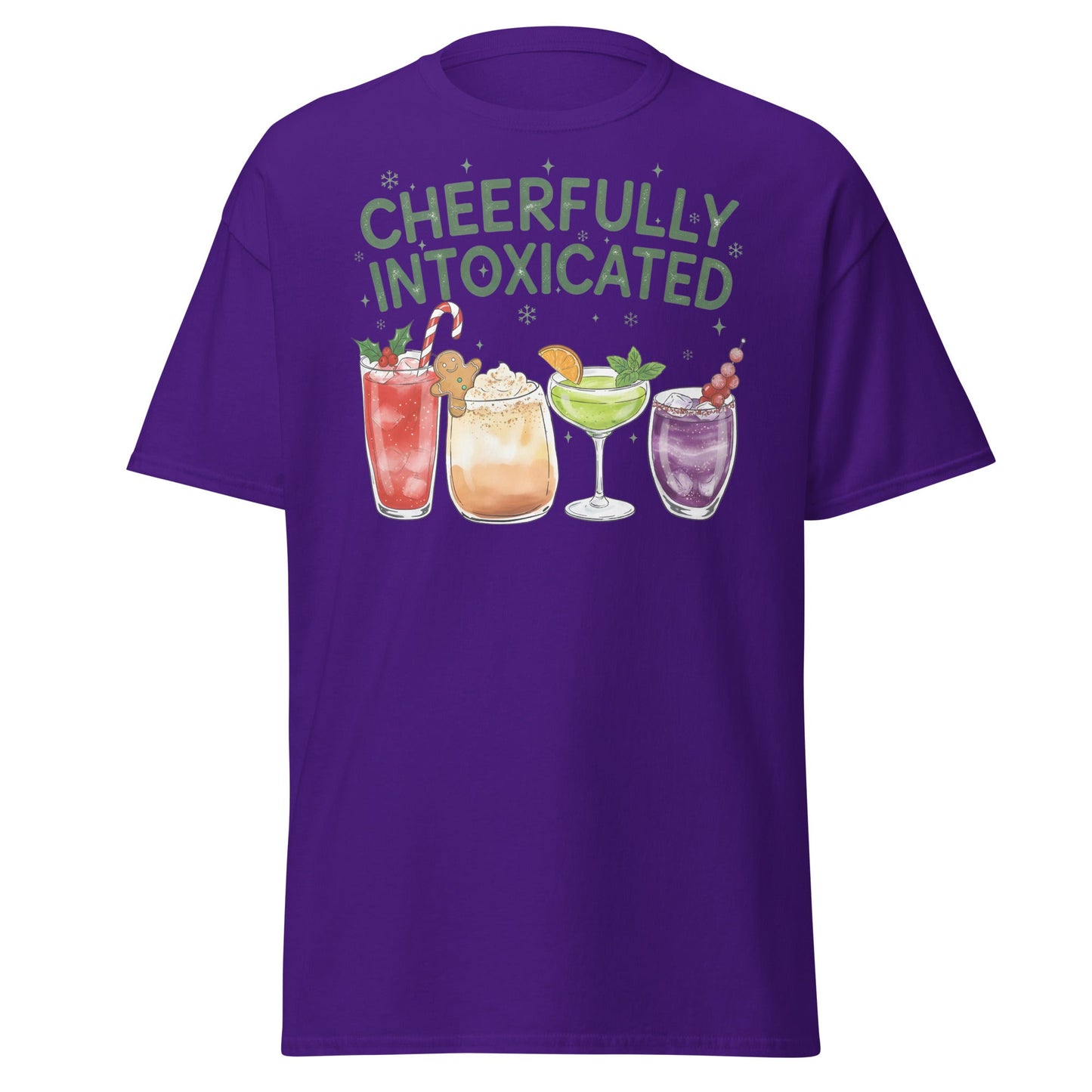 Cheerfully Intoxicated Funny Holiday Cocktail T-Shirt - Purple - T-Shirts Online