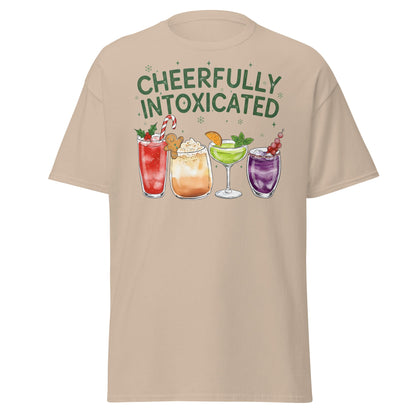 Cheerfully Intoxicated Funny Holiday Cocktail T-Shirt - Sand - T-Shirts Online