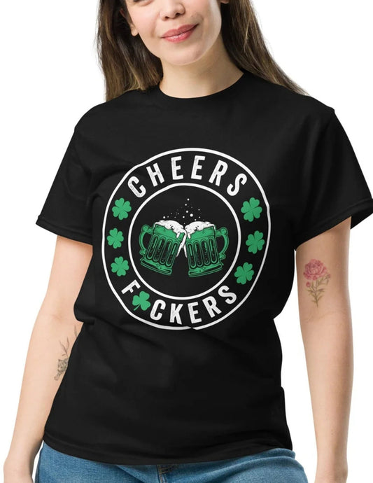 Cheers Fckers | St Patrick's Day T-Shirt - Black - T-Shirts Online