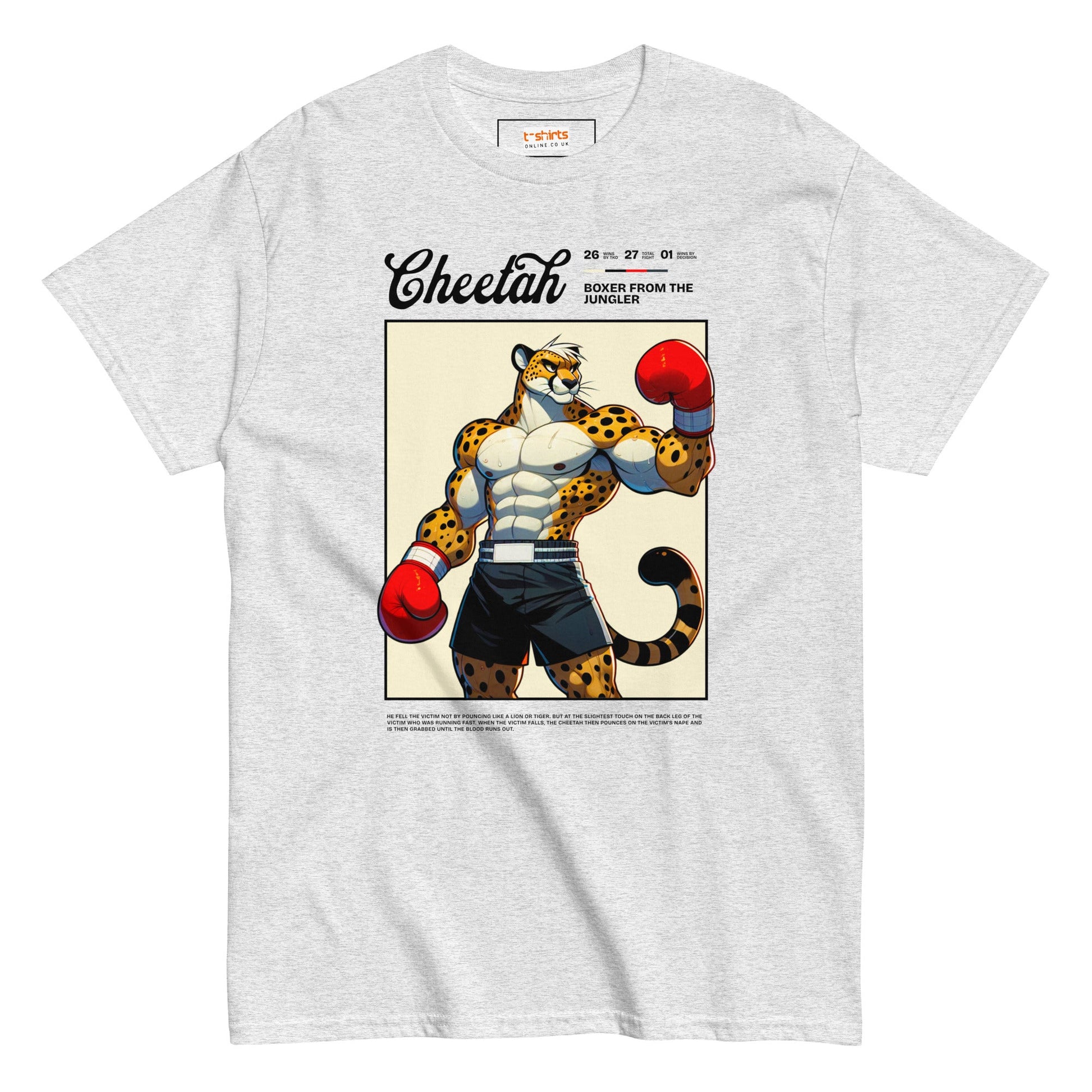 Cheetah Boxer T-Shirt - Ash - T-Shirts Online