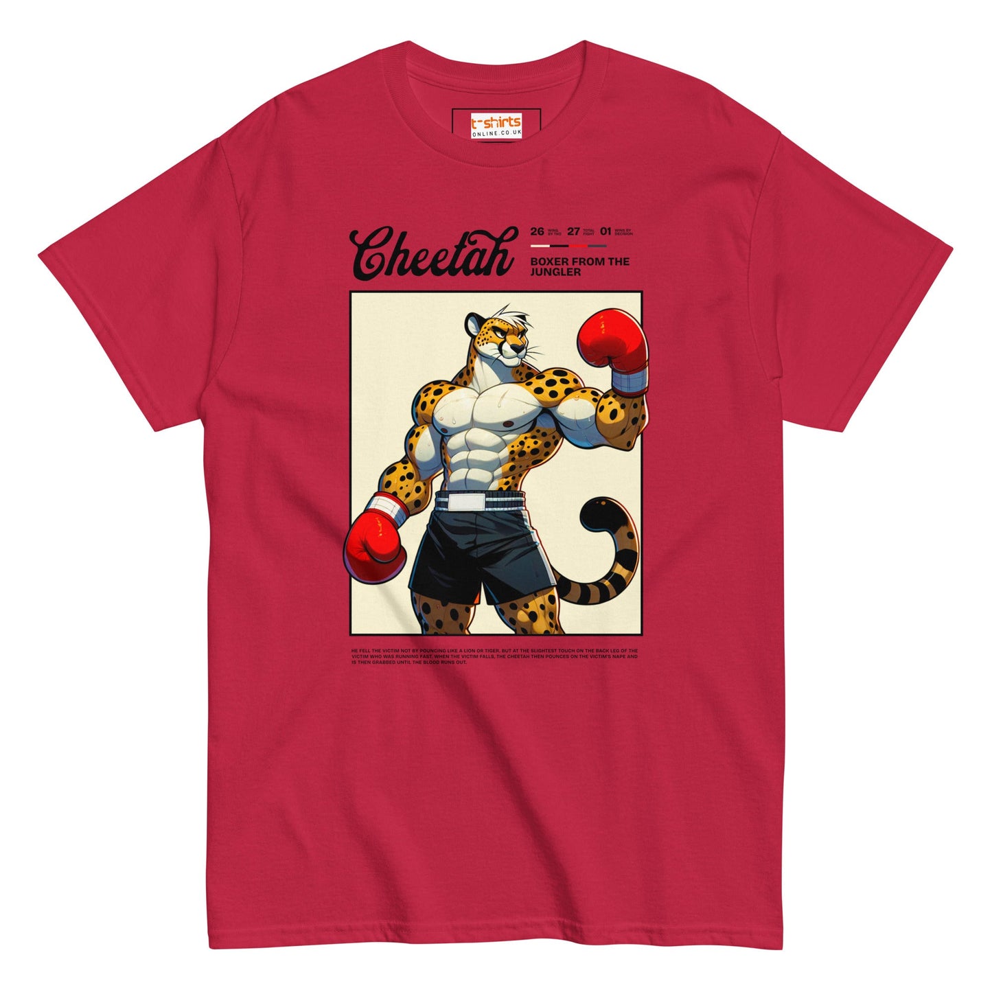 Cheetah Boxer T-Shirt - Cardinal - T-Shirts Online