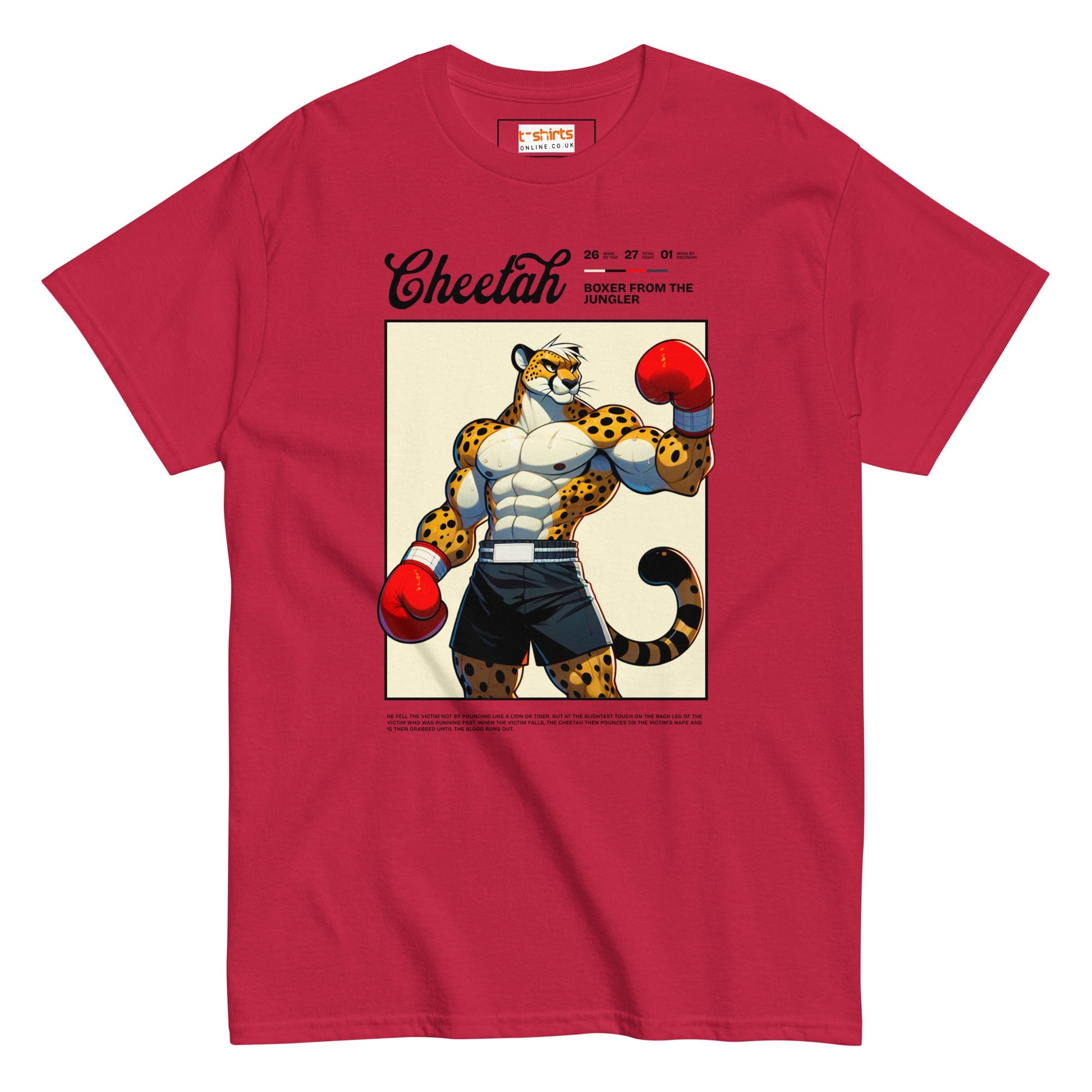 Cheetah Boxer T-Shirt - Cardinal - T-Shirts Online