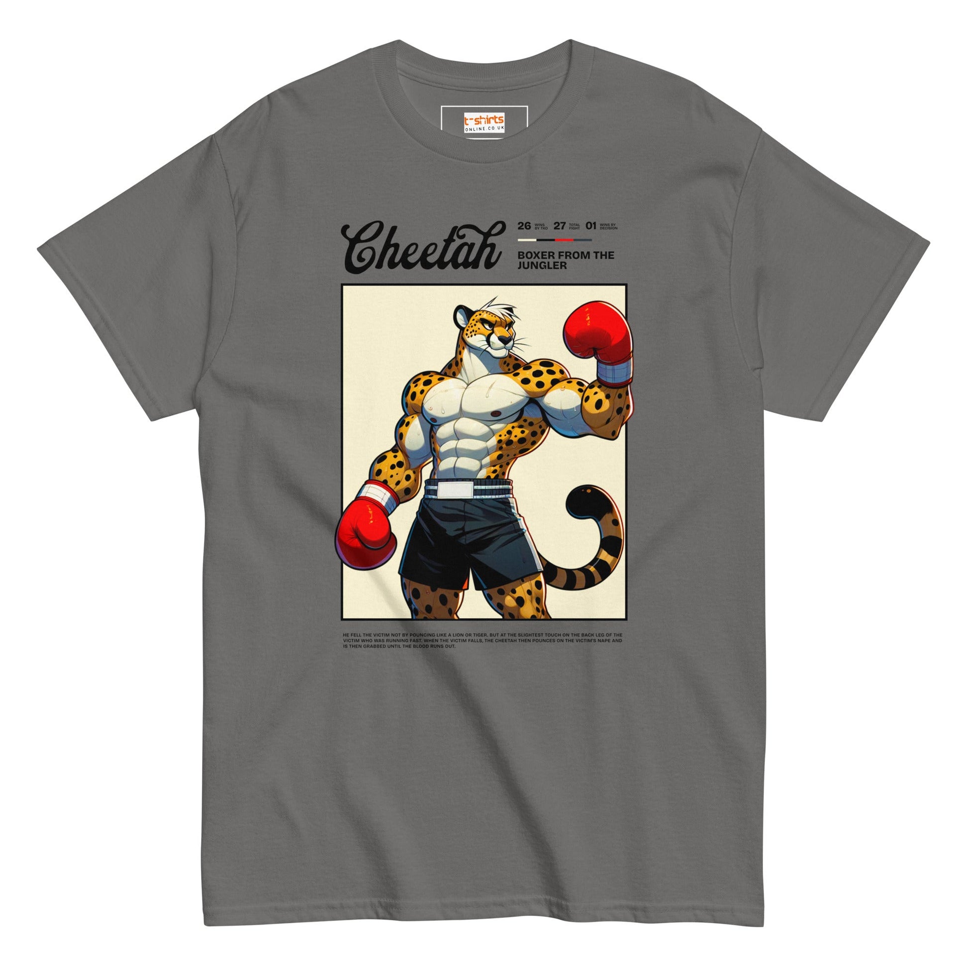 Cheetah Boxer T-Shirt - Charcoal - T-Shirts Online