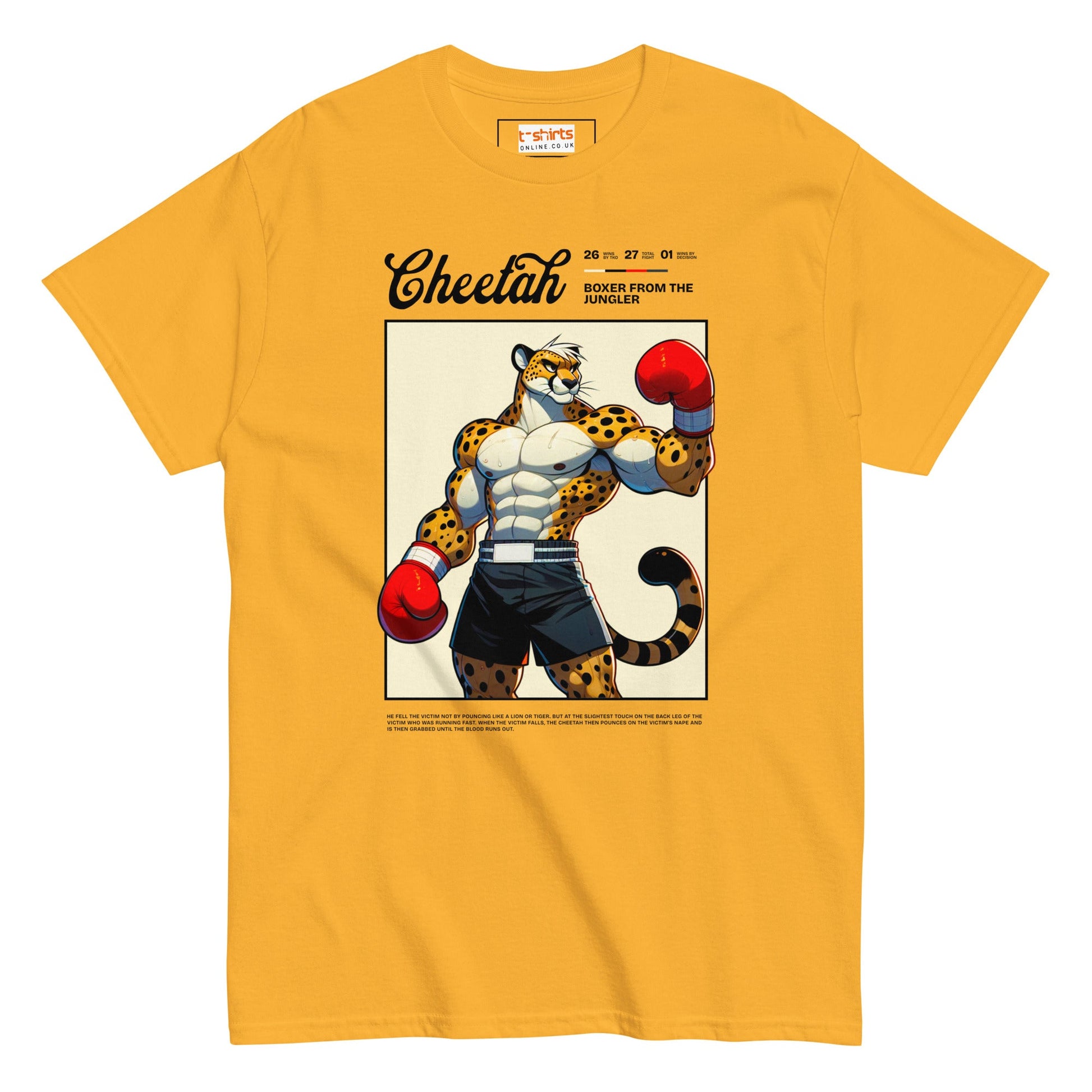 Cheetah Boxer T-Shirt - Gold - T-Shirts Online