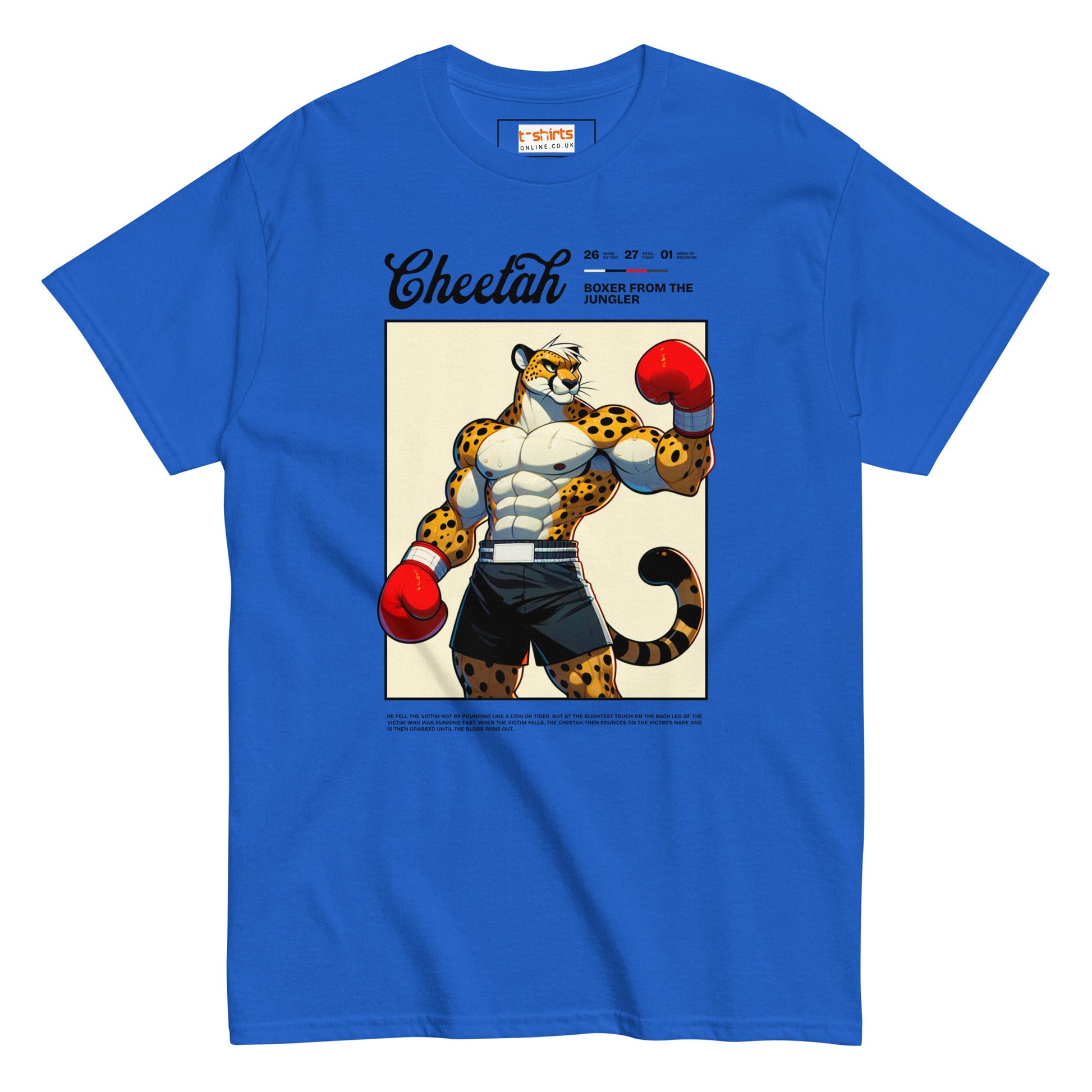 Cheetah Boxer T-Shirt - Royal - T-Shirts Online