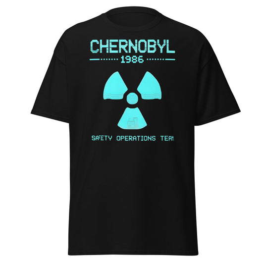 Chernobyl 1986 Safety Team Retro Neon Pixel Art T-Shirt - Black - T-Shirts Online