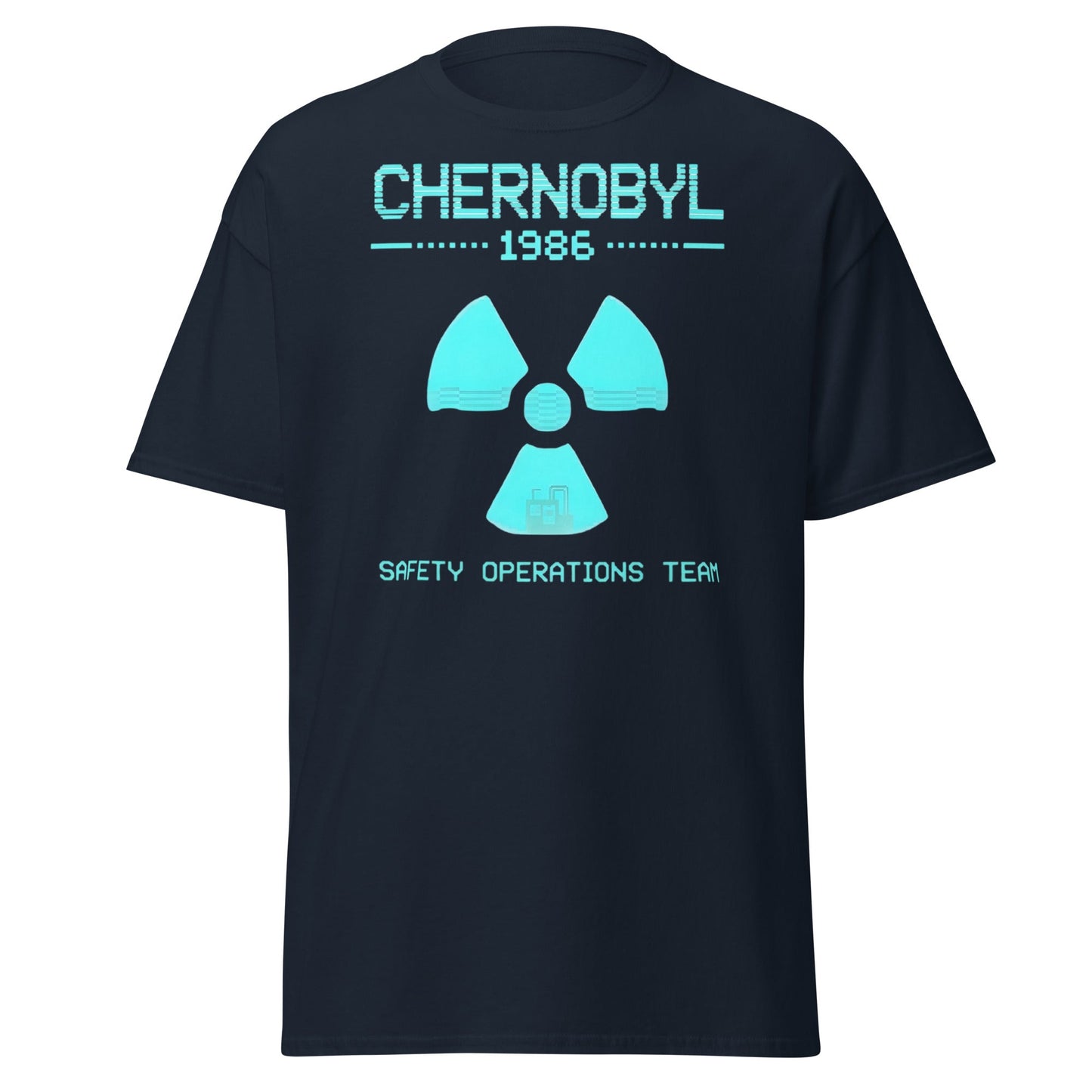 Chernobyl 1986 Safety Team Retro Neon Pixel Art T-Shirt - Navy - T-Shirts Online