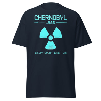 Chernobyl 1986 Safety Team Retro Neon Pixel Art T-Shirt - Navy - T-Shirts Online