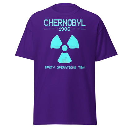 Chernobyl 1986 Safety Team Retro Neon Pixel Art T-Shirt - Purple - T-Shirts Online