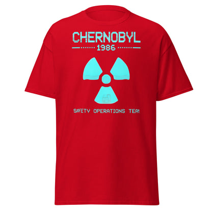 Chernobyl 1986 Safety Team Retro Neon Pixel Art T-Shirt - Red - T-Shirts Online