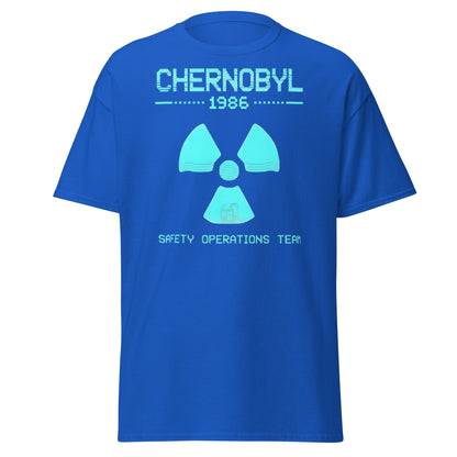 Chernobyl 1986 Safety Team Retro Neon Pixel Art T-Shirt - Royal - T-Shirts Online
